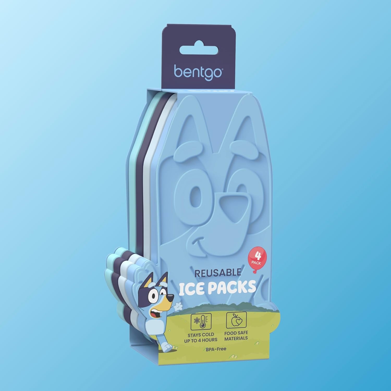 image:imageBentgo  BLUEY Reusable Ice Packs for Kids  QuickFreeze Slim Ice Packs for Lunch Boxes Lunch Bags and Coolers  Multicolored 4Pack Bluey