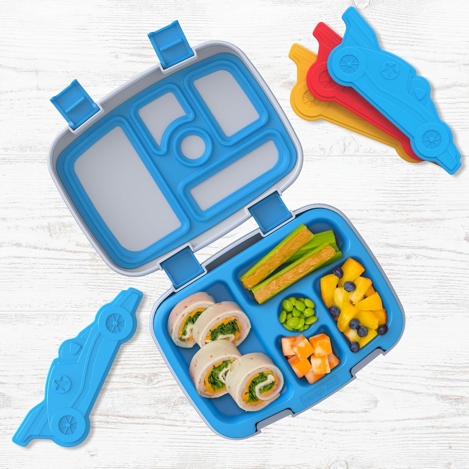 image:imageBentgo Buddies Reusable Ice Packs for Kids  Slim Design for Lunch Boxes Lunch Bags and Coolers Quick Freeze PFAS and BPAFree Multicolored 4Pack DinosaurRace Cars