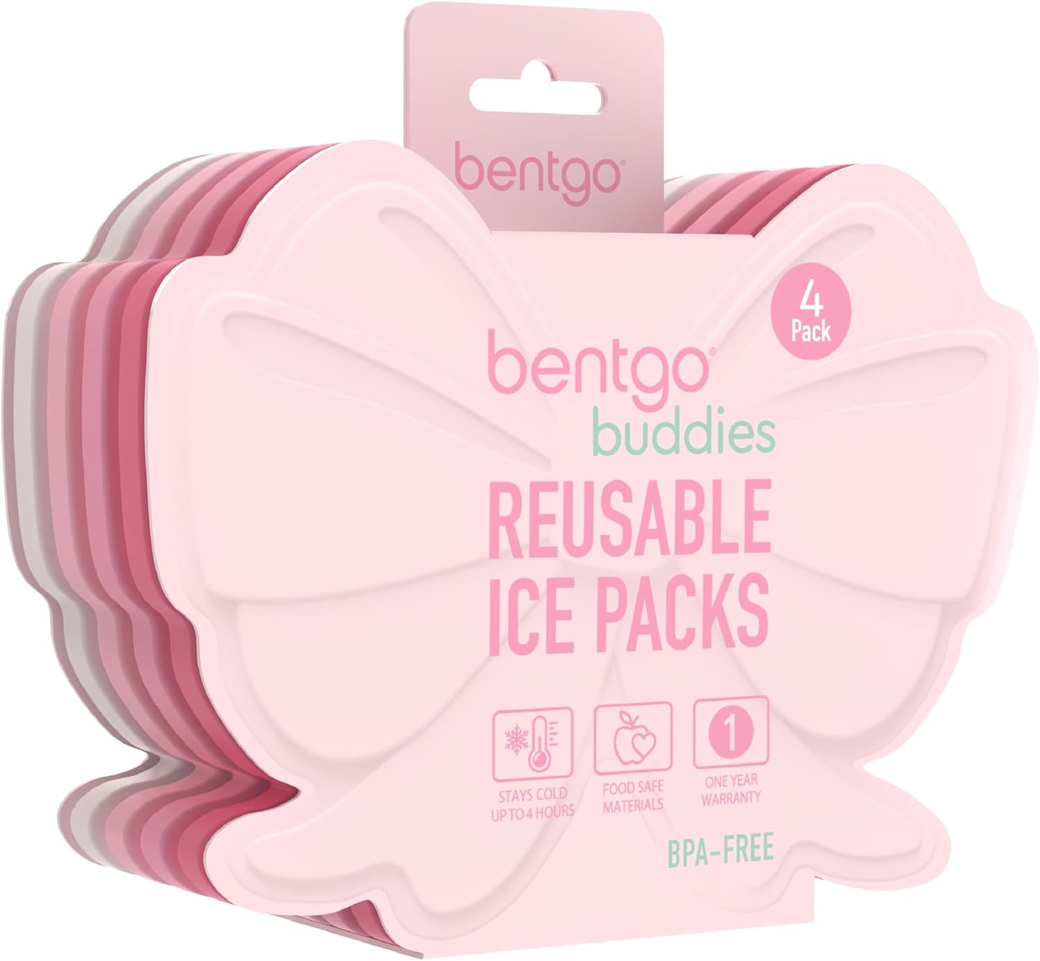 image:imageBentgo Buddies Reusable Ice Packs for Kids  Slim Design for Lunch Boxes Lunch Bags and Coolers Quick Freeze PFAS and BPAFree Multicolored 4Pack DinosaurBallet  Bows