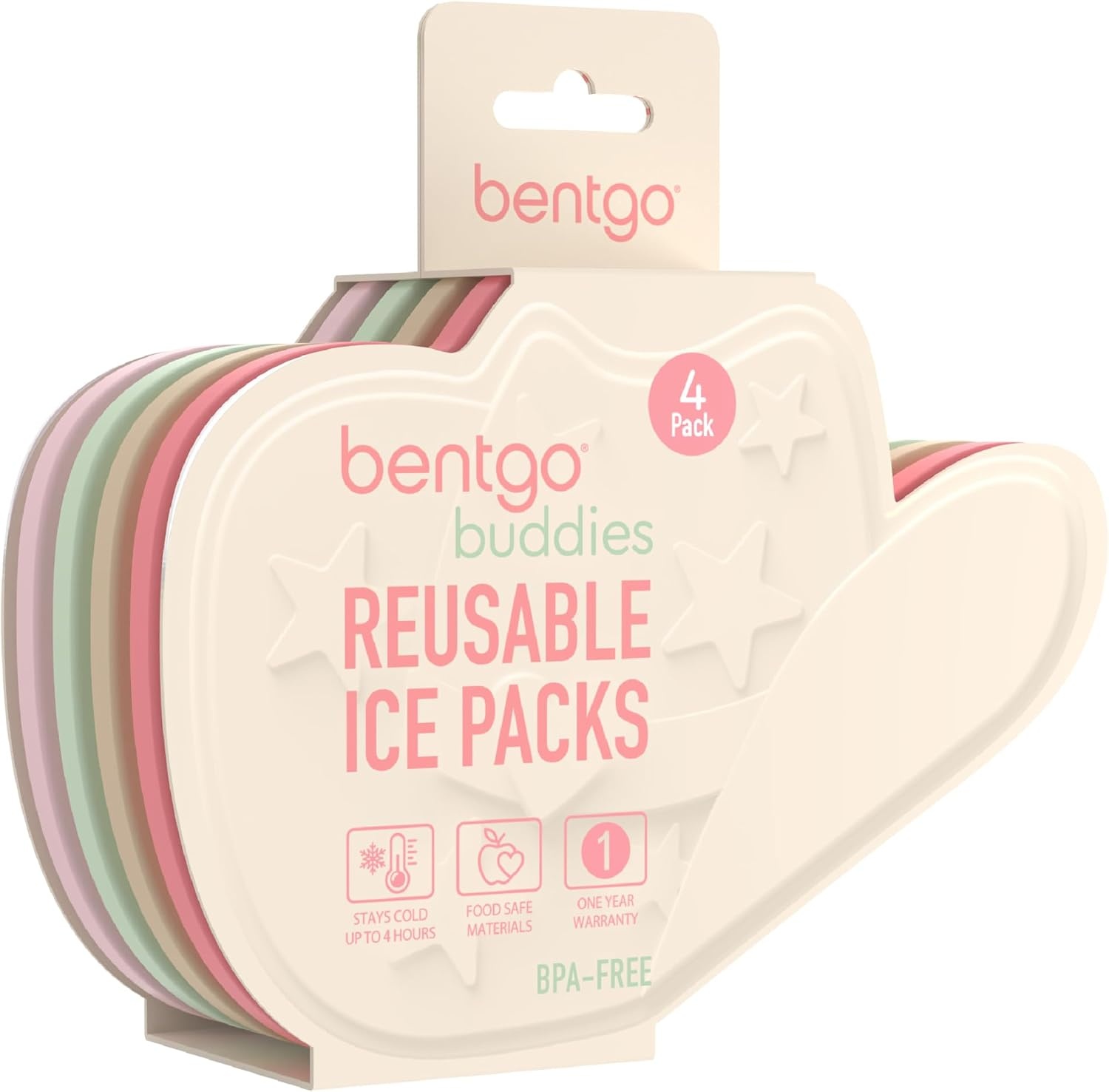 image:imageBentgo Buddies Reusable Ice Packs for Kids  Slim Design for Lunch Boxes Lunch Bags and Coolers Quick Freeze PFAS and BPAFree Multicolored 4Pack DinosaurCowgirl Dreams