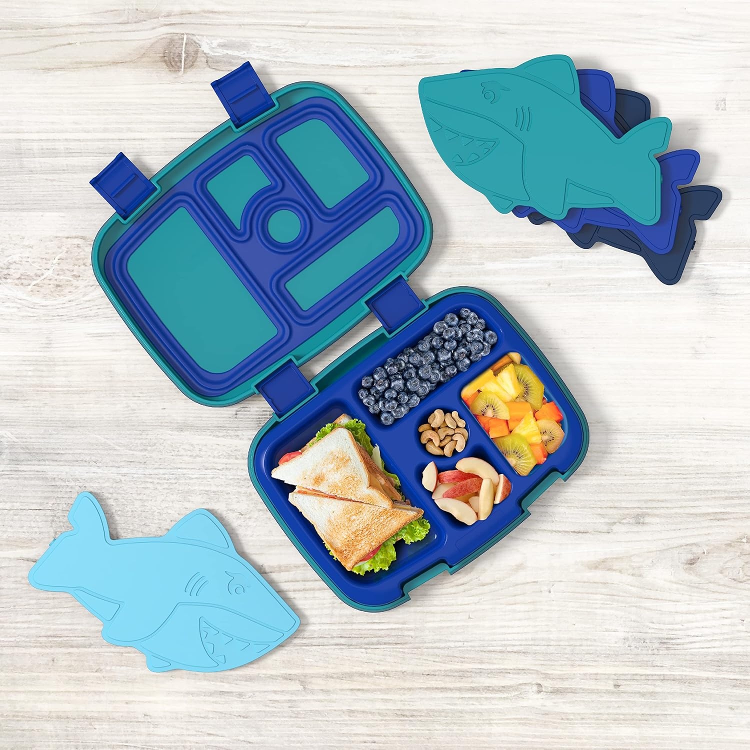 image:imageBentgo Buddies Reusable Ice Packs for Kids  Slim Design for Lunch Boxes Lunch Bags and Coolers Quick Freeze PFAS and BPAFree Multicolored 4Pack DinosaurShark