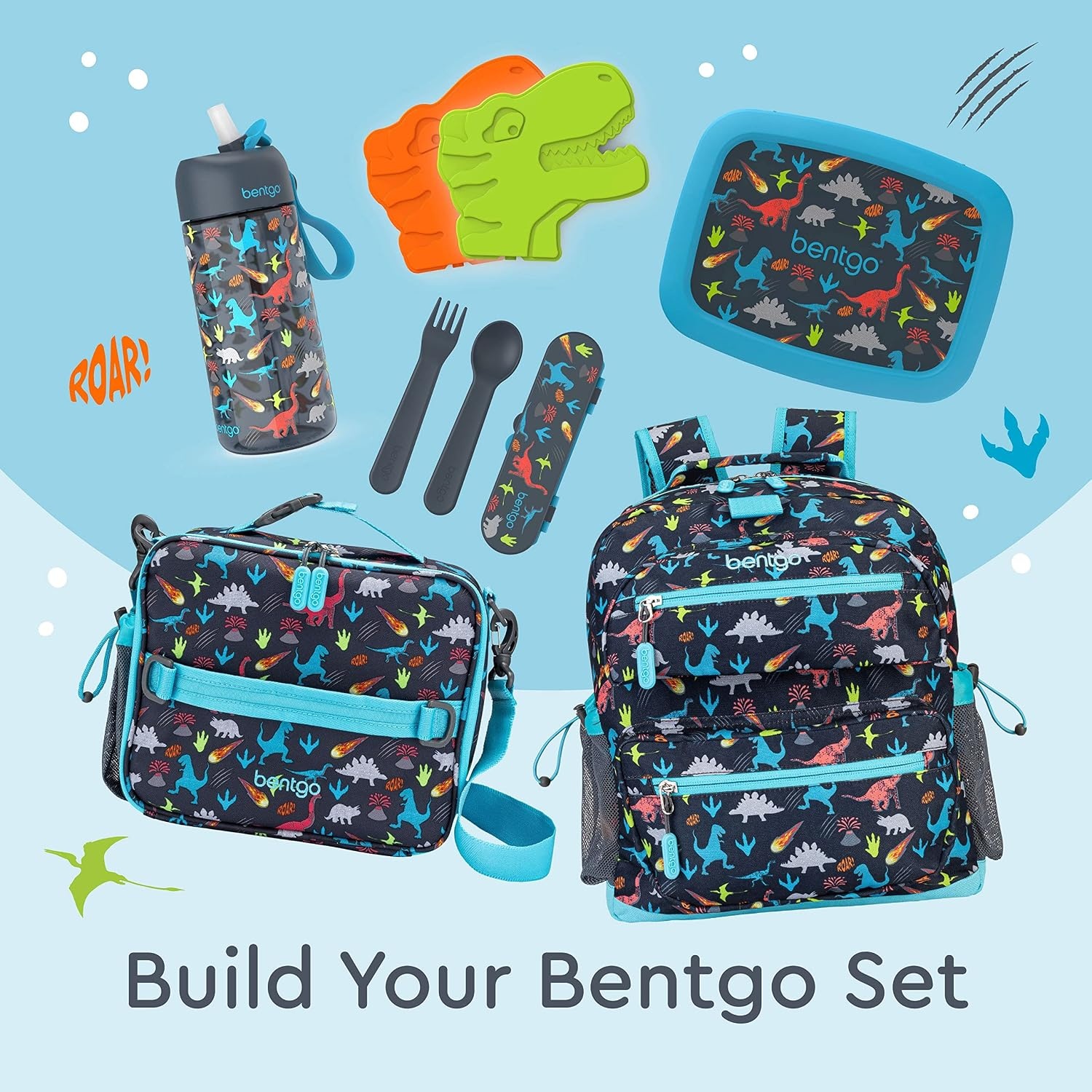 image:imageBentgo Buddies Reusable Ice Packs for Kids  Slim Design for Lunch Boxes Lunch Bags and Coolers Quick Freeze PFAS and BPAFree Multicolored 4Pack DinosaurDinosaur