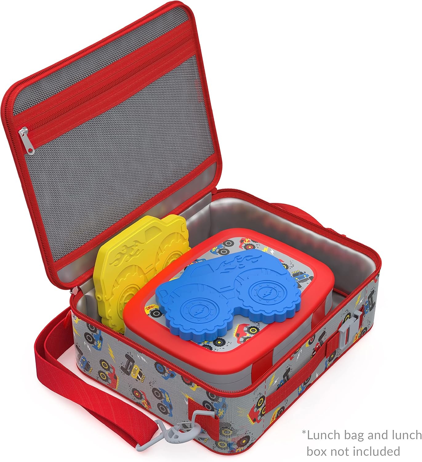 image:imageBentgo Buddies Reusable Ice Packs for Kids  Slim Design for Lunch Boxes Lunch Bags and Coolers Quick Freeze PFAS and BPAFree Multicolored 4Pack DinosaurTrucks