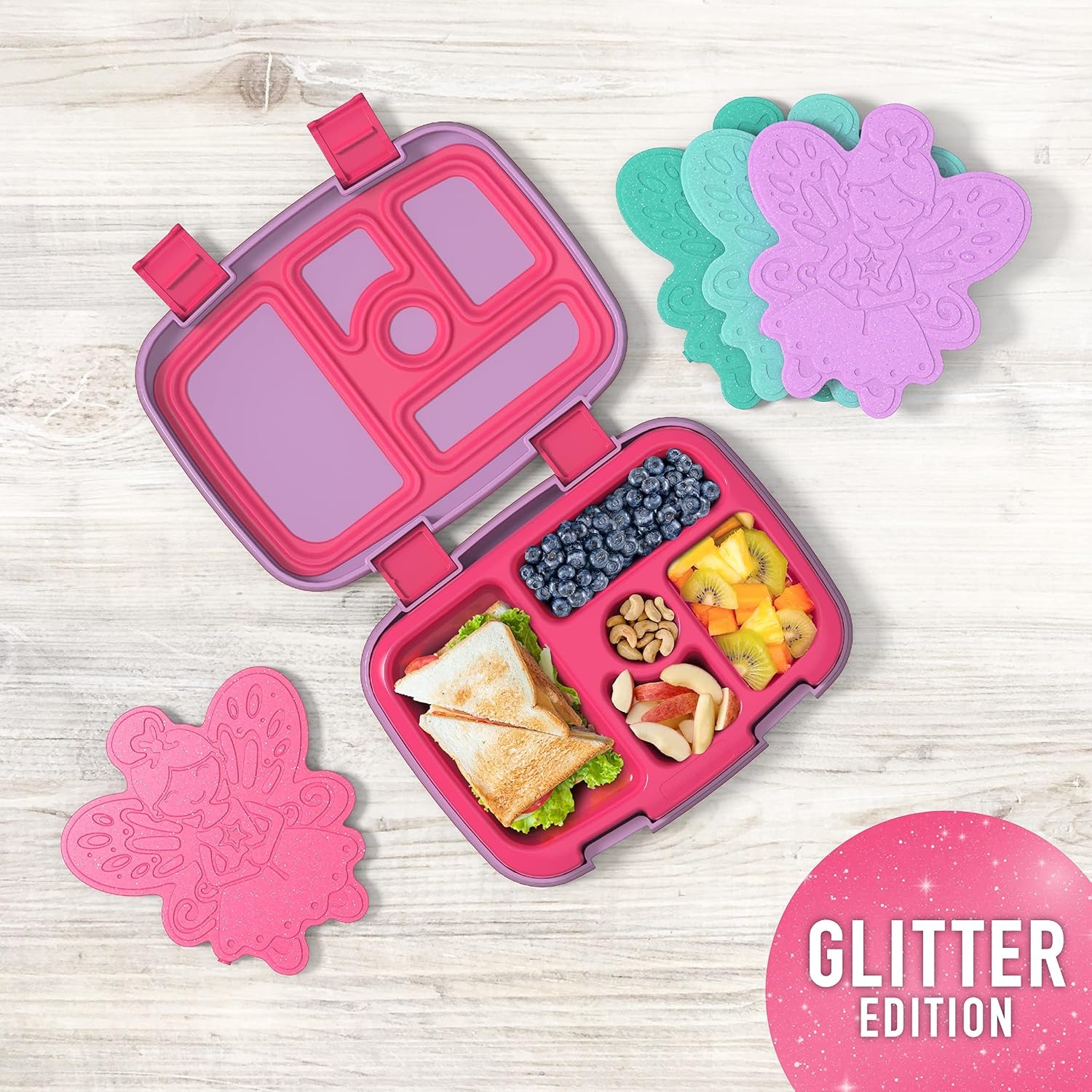image:imageBentgo Buddies Reusable Ice Packs for Kids  Slim Design for Lunch Boxes Lunch Bags and Coolers Quick Freeze PFAS and BPAFree Multicolored 4Pack DinosaurGlitter Edition  Fairy