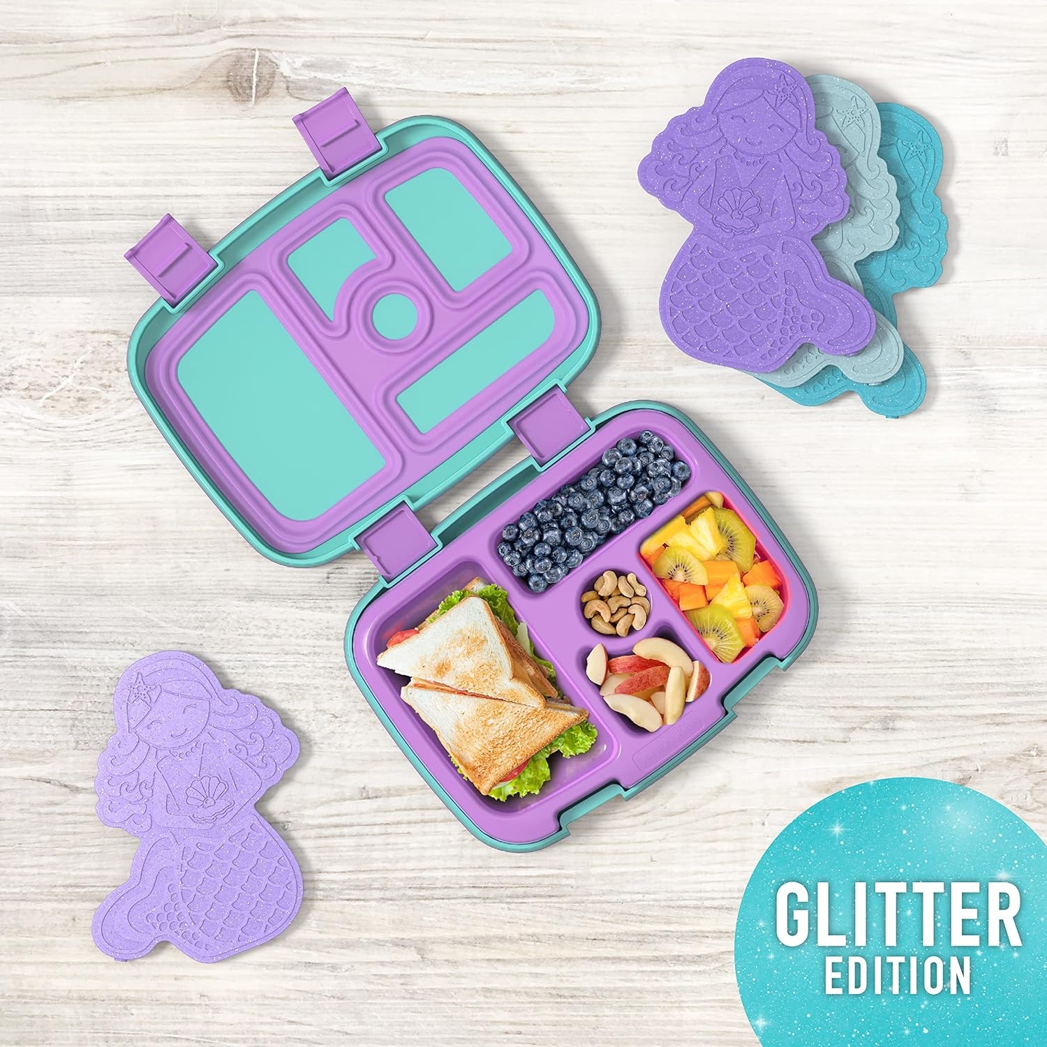 image:imageBentgo Buddies Reusable Ice Packs for Kids  Slim Design for Lunch Boxes Lunch Bags and Coolers Quick Freeze PFAS and BPAFree Multicolored 4Pack DinosaurGlitter Edition  Mermaid