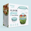 image:imageBentgo Glass Salad Container with Airtight Lid amp LeakProof Sauce Cup  76Cup Salad Bowl 4Compartment Bento Tray amp Reusable Fork BPAFree for Meal Prep Office amp More Light BlueCoastal Seaglass