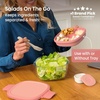 image:imageBentgo Glass Salad Container with Airtight Lid amp LeakProof Sauce Cup  76Cup Salad Bowl 4Compartment Bento Tray amp Reusable Fork BPAFree for Meal Prep Office amp More Light BlueCoral