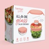 image:imageBentgo Glass Salad Container with Airtight Lid amp LeakProof Sauce Cup  76Cup Salad Bowl 4Compartment Bento Tray amp Reusable Fork BPAFree for Meal Prep Office amp More Light BlueCoral