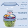 image:imageBentgo Glass Salad Container with Airtight Lid amp LeakProof Sauce Cup  76Cup Salad Bowl 4Compartment Bento Tray amp Reusable Fork BPAFree for Meal Prep Office amp More Light BlueLight Blue