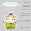 image:imageBentgo Glass Salad Container with Airtight Lid amp LeakProof Sauce Cup  76Cup Salad Bowl 4Compartment Bento Tray amp Reusable Fork BPAFree for Meal Prep Office amp More Light BlueWhite