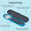 image:imageBentgo Kids Plastic Utensil Set with Fork Spoon amp Storage Case  Reusable PFAS amp BPAFree EasyGrip Handles Lightweight Dishwasher Safe School Travel amp OntheGo PurpleDino
