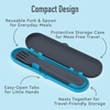 image:imageBentgo Kids Plastic Utensil Set with Fork Spoon amp Storage Case  Reusable PFAS amp BPAFree EasyGrip Handles Lightweight Dishwasher Safe School Travel amp OntheGo SafariDino