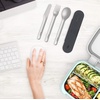 image:imageBentgo Stainless Steel Reusable Travel Utensil Set  3Piece Silverware Set with Carrying Case HighGrade Premium Steel BPAFree Case Ideal for Camping Office Use SandCarbon