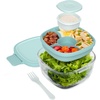 image:imageBentgo Glass Salad Container with Airtight Lid amp LeakProof Sauce Cup  76Cup Salad Bowl 4Compartment Bento Tray amp Reusable Fork BPAFree for Meal Prep Office amp More Light BlueCoastal Seaglass
