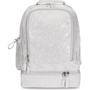 image:imageBentgo Kids 2in1 Backpack amp Insulated Lunch Bag with Padded Straps  16 Kids School Backpack for Travel amp Sleepovers WaterResistant Large Compartments amp Water Bottle Pocket Petal PinkGlitter Edition  Silver