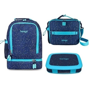 image:imageBentgo Kids 5Compartment Lunch Box Set With Insulated Lunch Bag and 2in1 Backpack amp Insulated Lunch Bag Confetti Edition  Abyss Blue