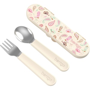 image:imageBentgo Kids Plastic Utensil Set with Fork Spoon amp Storage Case  Reusable PFAS amp BPAFree EasyGrip Handles Lightweight Dishwasher Safe School Travel amp OntheGo PurpleCowgirl Dreams