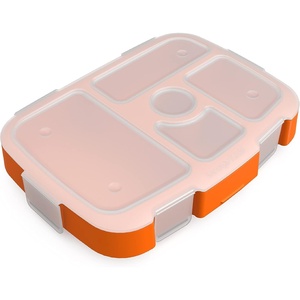 image:imageBentgo Kids Prints Tray with Transparent Cover 5Compartment BPAFree  Meal Prep Portion Control Transparent Lid Freshness Locking Clips Reusable Nature AdventurePlanes