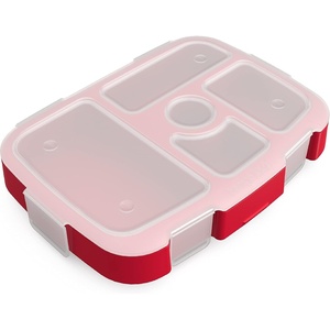 image:imageBentgo Kids Prints Tray with Transparent Cover 5Compartment BPAFree  Meal Prep Portion Control Transparent Lid Freshness Locking Clips Reusable Nature AdventureRocket