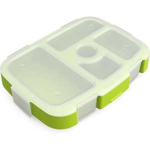 image:imageBentgo Kids Prints Tray with Transparent Cover 5Compartment BPAFree  Meal Prep Portion Control Transparent Lid Freshness Locking Clips Reusable Nature AdventureSubmarines