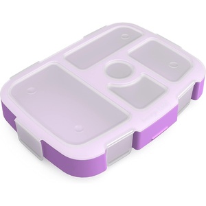 image:imageBentgo Kids Prints Tray with Transparent Cover 5Compartment BPAFree  Meal Prep Portion Control Transparent Lid Freshness Locking Clips Reusable Nature AdventureMermaid Scales