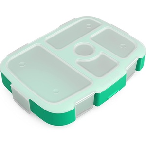image:imageBentgo Kids Prints Tray with Transparent Cover 5Compartment BPAFree  Meal Prep Portion Control Transparent Lid Freshness Locking Clips Reusable Nature AdventureTropical