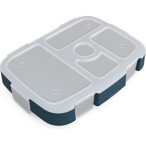 image:imageBentgo Kids Prints Tray with Transparent Cover 5Compartment BPAFree  Meal Prep Portion Control Transparent Lid Freshness Locking Clips Reusable Nature AdventureFriendly Skies