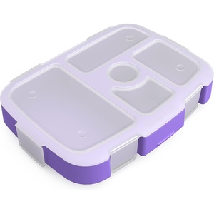 image:imageBentgo Kids Prints Tray with Transparent Cover 5Compartment BPAFree  Meal Prep Portion Control Transparent Lid Freshness Locking Clips Reusable Nature AdventureMermaids in the Sea