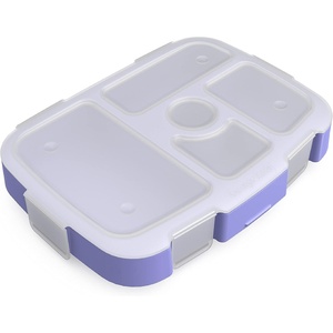 image:imageBentgo Kids Prints Tray with Transparent Cover 5Compartment BPAFree  Meal Prep Portion Control Transparent Lid Freshness Locking Clips Reusable Nature AdventureCarousel Unicorns