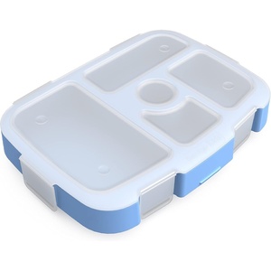 image:imageBentgo Kids Prints Tray with Transparent Cover 5Compartment BPAFree  Meal Prep Portion Control Transparent Lid Freshness Locking Clips Reusable Nature AdventureRainbow
