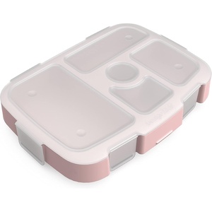 image:imageBentgo Kids Prints Tray with Transparent Cover 5Compartment BPAFree  Meal Prep Portion Control Transparent Lid Freshness Locking Clips Reusable Nature AdventureGreen Rainbow