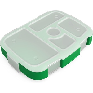 image:imageBentgo Kids Prints Tray with Transparent Cover 5Compartment BPAFree  Meal Prep Portion Control Transparent Lid Freshness Locking Clips Reusable Nature AdventureSafari