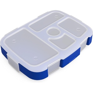 image:imageBentgo Kids Prints Tray with Transparent Cover 5Compartment BPAFree  Meal Prep Portion Control Transparent Lid Freshness Locking Clips Reusable Nature AdventureShark