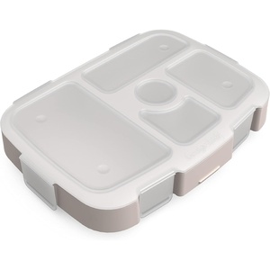 image:imageBentgo Kids Prints Tray with Transparent Cover 5Compartment BPAFree  Meal Prep Portion Control Transparent Lid Freshness Locking Clips Reusable Nature AdventureDino Fossils