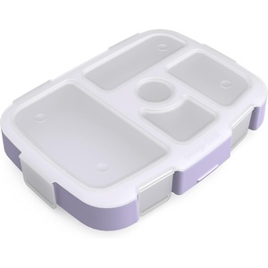 image:imageBentgo Kids Prints Tray with Transparent Cover 5Compartment BPAFree  Meal Prep Portion Control Transparent Lid Freshness Locking Clips Reusable Nature AdventureUnicorn