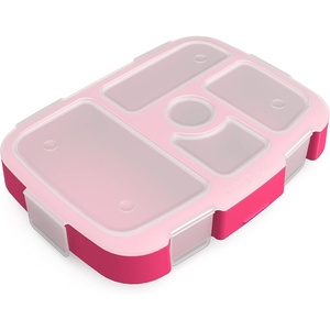 image:imageBentgo Kids Prints Tray with Transparent Cover 5Compartment BPAFree  Meal Prep Portion Control Transparent Lid Freshness Locking Clips Reusable Nature AdventureFairies
