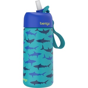image:imageBentgo Kids Stainless Steel Water Bottle LeakProof 14 oz Bite amp Sip  Vacuum Insulated 188 Stainless Steel 12Hour Cold Dishwasher Safe BPAFree UnicornSharks