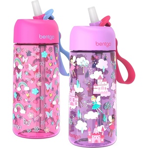 image:imageBentgo Kids Water Bottle LeakProof Bite amp Sip Spout 15 fl oz  PFAS amp BPAFree ShatterResistant Carry Handle Lightweight TopRack Dishwasher Safe Spots amp DotsRainbows and Butterflies  Fairies
