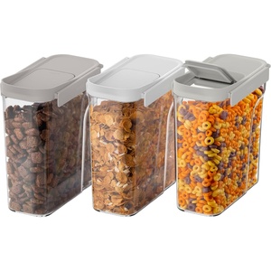 image:imageBentgo Pantry  6Piece Airtight Cereal Containers Easy Push amp Pour Lid Stackable amp Clear BPAFree Storage Locking Lids for Freshness  Ideal for Kitchen amp Pantry Organization Snow6Piece Food Storage Set White Stone