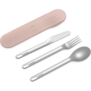 image:imageBentgo Stainless Steel Reusable Travel Utensil Set  3Piece Silverware Set with Carrying Case HighGrade Premium Steel BPAFree Case Ideal for Camping Office Use SandRose