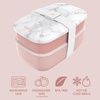 image:imageBentgo Classic Stackable 3Compartment Adult BentoStyle Lunch Box  Removable Utensil Set and Sealing Strap BPAFree Food Container Ideal for Meal Prep Work and On the Go Coastal AquaBlush Marble