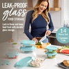 image:imageBentgo Glass LeakProof Food Storage Set 14 Piece Airtight Lids BPAFree  Meal Prep amp Leftovers Borosilicate Glass Microwave Oven Freezer amp DishwasherSafe Nesting Design Soft Aqua14Piece Set Soft Aqua