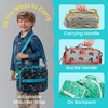 image:imageBentgo Kids Prints DoubleInsulated Reusable Lunch Bag  For Kids 3 Adjustable Strap Holds Lunch BoxWater BottleSnacks EasyClean WaterResistant Pockets Abyss Blue SpeckleConstruction Trucks