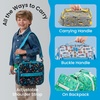 image:imageBentgo Kids Prints DoubleInsulated Reusable Lunch Bag  For Kids 3 Adjustable Strap Holds Lunch BoxWater BottleSnacks EasyClean WaterResistant Pockets Abyss Blue SpeckleRace Cars