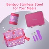 image:imageBentgo Kids Stainless Steel LeakProof Food Jar for Hot or Cold Food  11 fl oz Double Insulated Container with Removable Silicone Bumper Dishwasher Safe Easy Open Lid Ages 3 Cowgirl DreamsFairies