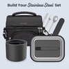 image:imageBentgo MicroSteel LeakProof Bento Lunch Box Microwave amp OvenSafe  5Cup Capacity Removable Divider Airtight Lid BPA amp PFASFree TopRack DishwasherSafe AquaCarbon Black