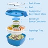 image:imageBentgo Salad Container Lunch Bowl with 4Compartment Toppings Tray 54 oz  LeakProof Dressing Container Reusable Fork BPAFree Microwave amp Dishwasher Safe GrayBlue