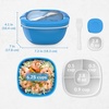 image:imageBentgo Salad Container Lunch Bowl with 4Compartment Toppings Tray 54 oz  LeakProof Dressing Container Reusable Fork BPAFree Microwave amp Dishwasher Safe GrayBlue