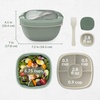 image:imageBentgo Salad Container Lunch Bowl with 4Compartment Toppings Tray 54 oz  LeakProof Dressing Container Reusable Fork BPAFree Microwave amp Dishwasher Safe GrayKhaki Green