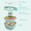 image:imageBentgo Salad Container Lunch Bowl with 4Compartment Toppings Tray 54 oz  LeakProof Dressing Container Reusable Fork BPAFree Microwave amp Dishwasher Safe GrayCoastal Aqua
